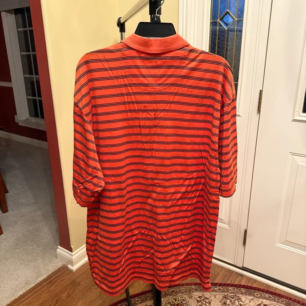 Oxford Orange and Navy Striped Golf Polo Shirt XL - Picture 2 of 4